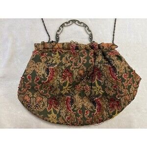 Vintage Braciano Sequined Purse Handbag Clutch Red and Gold Very Festive Holiday